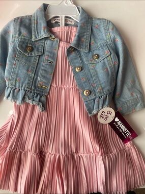 Nanette Baby Light Blue Denim Jacket with Pink Dress